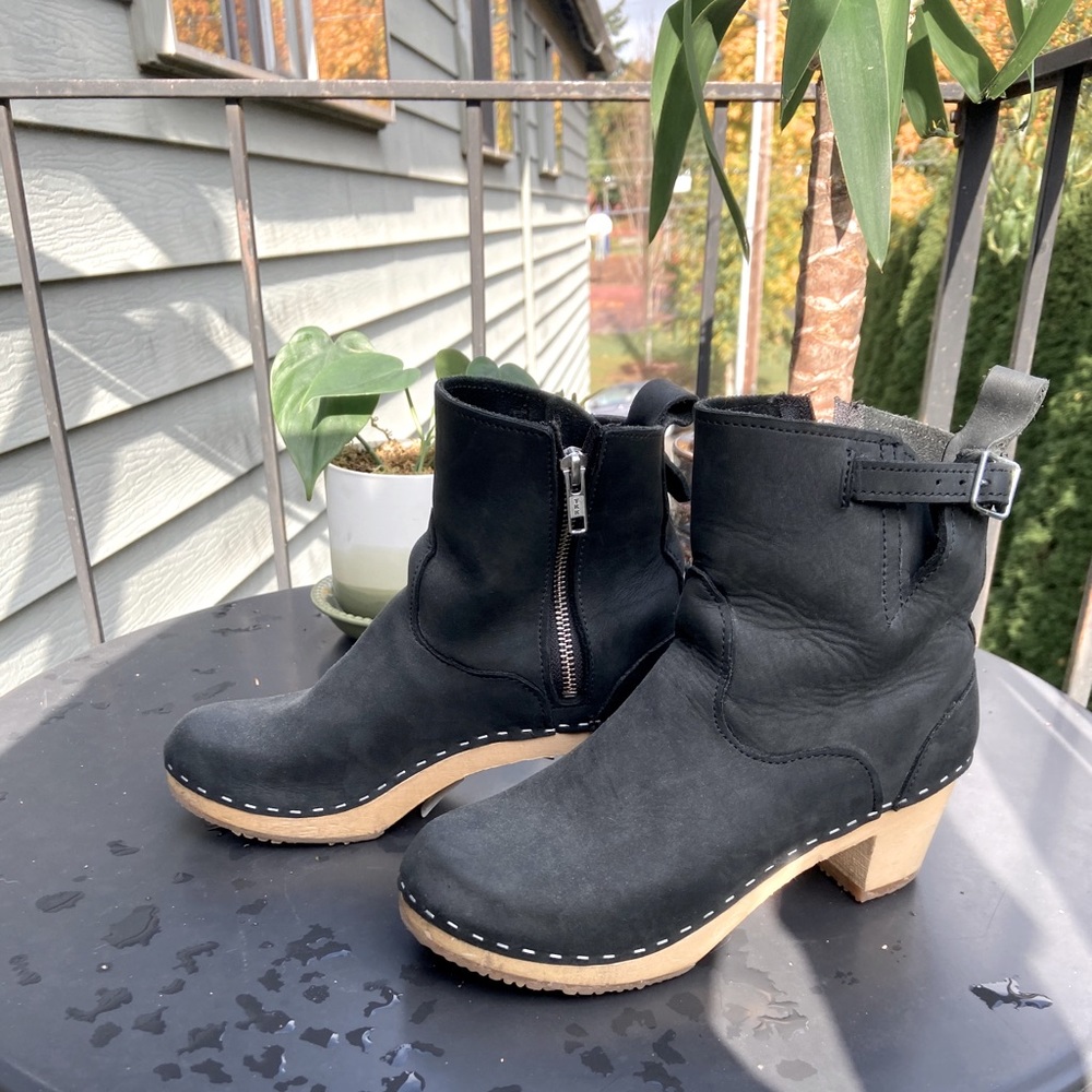 Clog Boot Black Leather Sandgrens women’s 7